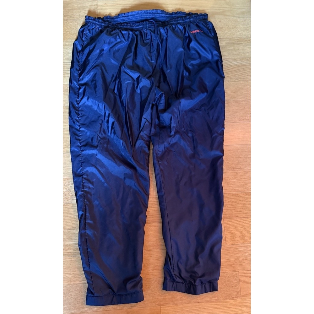 VTG Adidas Track Pants Men XL DarkBlue Silky Windbreaker Lined Baggy Y2K Trefoil